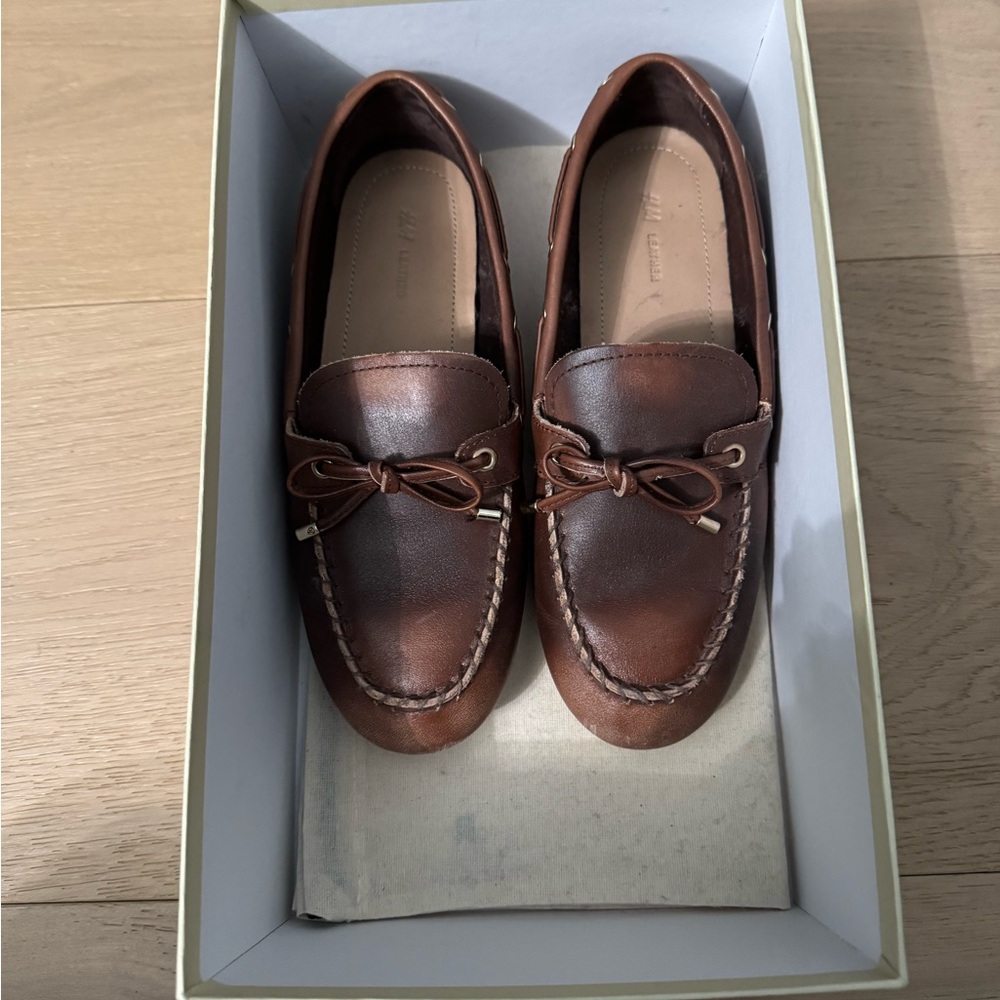 H&M women’s Dark Brown Leather Loafers